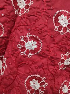Maroon Embroidered Short Kurti