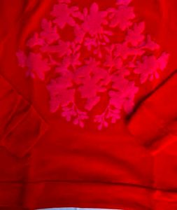 Red Floral Embroidered Sweatshirt