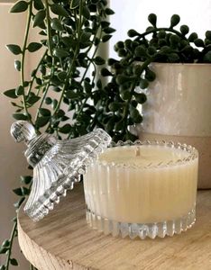 Elegant Ribbed Glass Scented Candle..🕯️✨✨