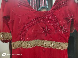 Red Embellished Ethnic Gown