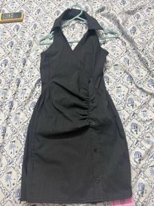 PLT buttondown collarneck backless dress