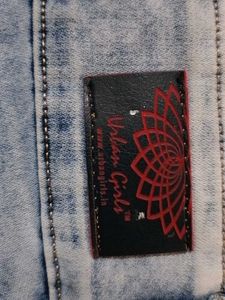 Denim Shorts with Pearl Detail