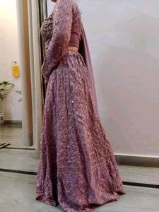 Chikankari Mauve Sequins Lehanga