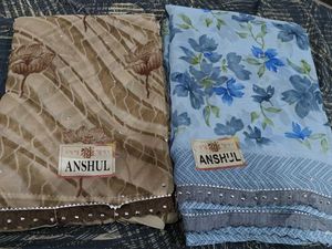 Flower Print Saree With Stone Work