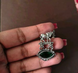 Horse Design Green Stone Earrings