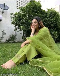 Green Embroidered Kurta Set