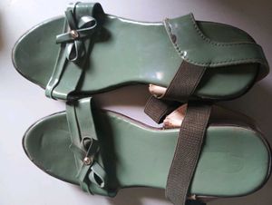 Green Bow Heeled Sandals