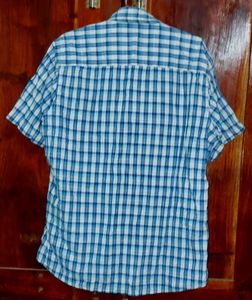 Blue Checked Short Sleeve Shirt