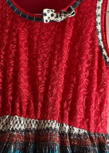 Red &amp; White Print Dress