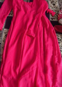 Pink soild plain anarkali