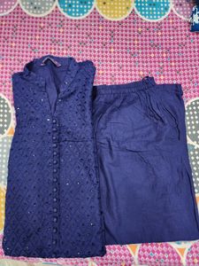 Navy Blue Libas Kurta Set
