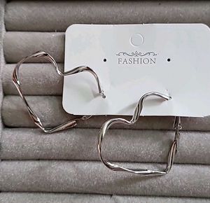Heart Hoop Silver Earrings