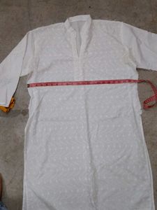 XXL White Chikan Kari Embroidered Kurti Set
