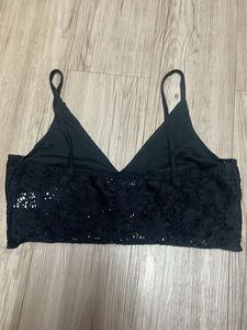 Lace Crop Top with Buttons