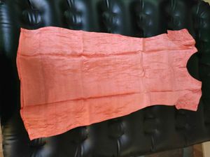 Peach Embroidered Silk Kurti Work On Yoke