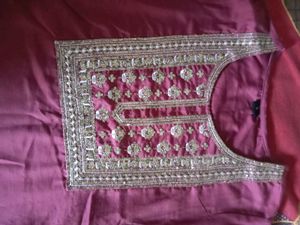 Magenta Embroidered Suit with Dupatta