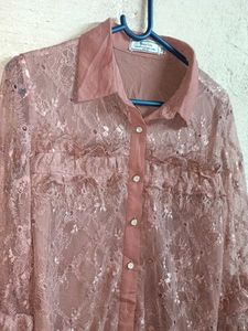 Partywear Lace Ruffle Shirt Top Layered