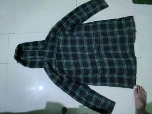 Green Plaid Hooded Coat