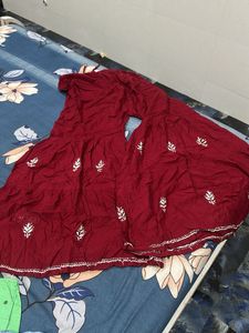 Embroidered Maroon Kurta