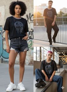 Graphic Print Black Mesh T-Shirt