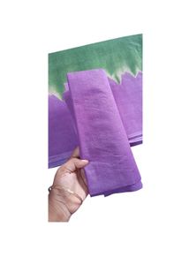Lavender With Green Batik Cotton Saree New