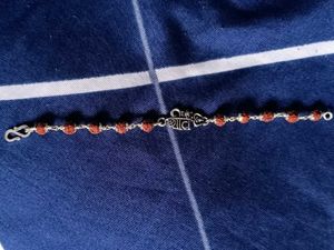 Real Silver Shiv Charm Rudraksha Bracelet