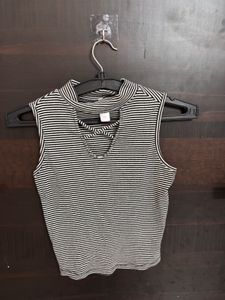 Striped Mock Neck Top
