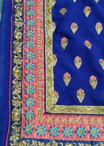 Elegant Blue Embroidered Saree