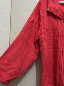 Red 3/4 Sleeve Tunic Top