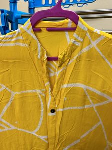 Yellow Designed Long Flared High Low Gown