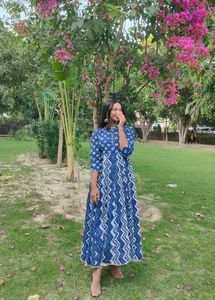 AKSPrinted Anarkali Kurta with Button Closure