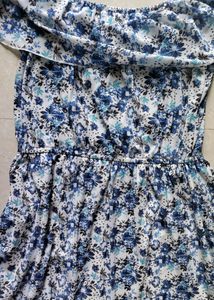 off-shoulder blue/white floral dress , bust size-34