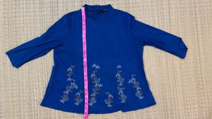 Blue Embroidered Top