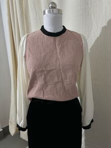 Chic Pink Tweed Blouse