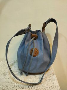 Blue Leather Bucket Bag 🌸