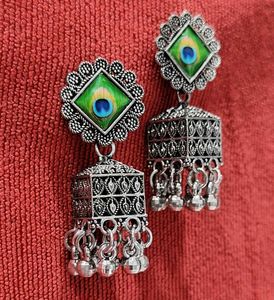 Peacock Jhumka Earrings