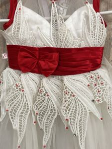 Cute White &amp; Red Party Dress