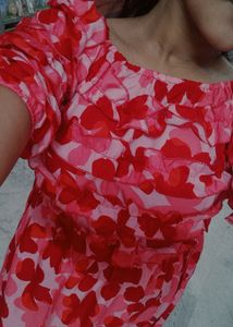 A RED ND PINK COLOUR ONE PIECE LONG DRESS!!!💓💓