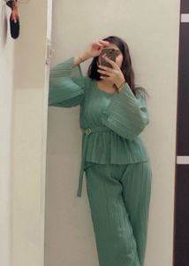 Green Plisse Co-ord Set