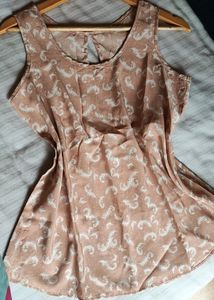 Price Dropped!! Beige Polyester Sleeveless Top.