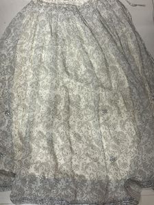 White &amp; Silver Lehenga Skirt