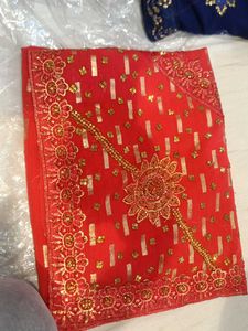 Red & Gold Embellished Saree