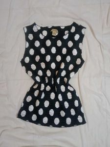 Polka Dot Sleeveless Top Stretchable Polysilk