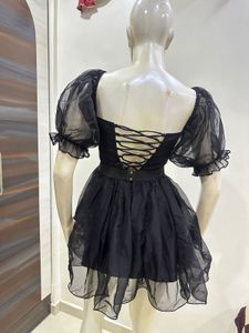 Black Puff Sleeve Mini Dress