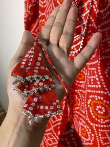 Red Bandhani Print Kurti