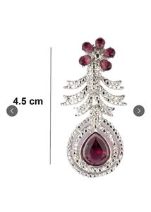 ElegantRhodium Plated  Red Stone Earrings