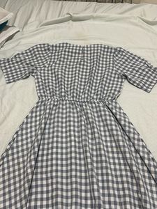 Gray Gingham Midi Dress