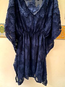 Elegant Navy Blue Lace Kaftan Top new