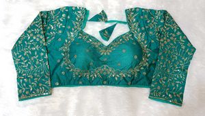 Embroidered Green Full Sleeves Blouse