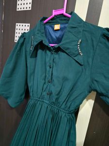 Women Fit And Flate Dark Green Dress